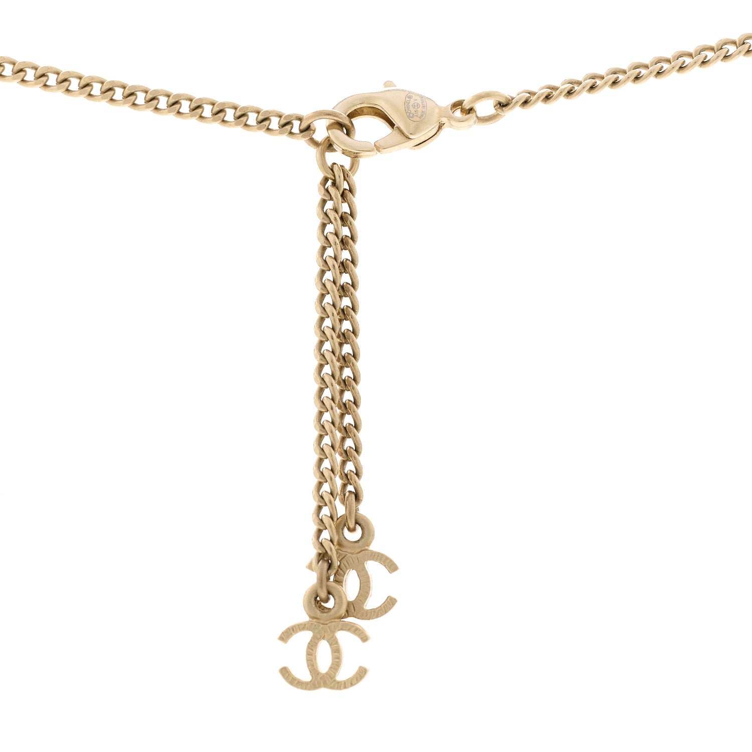 Chanel Crystal Enamel CC Reversible Pendant Necklace Gold 6 of 7
