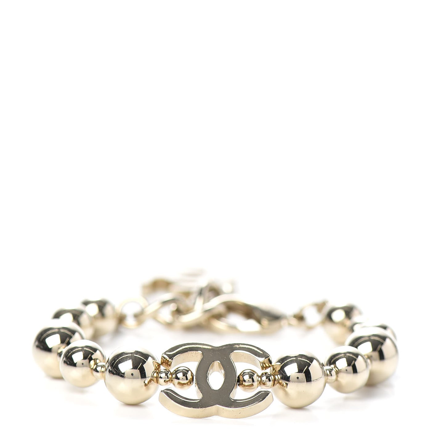 Metal Beaded CC Bracelet Gold