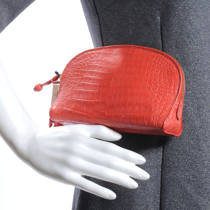 Nancy Gonzalez Crocodile Cosmetic Case Coral 2 of 6