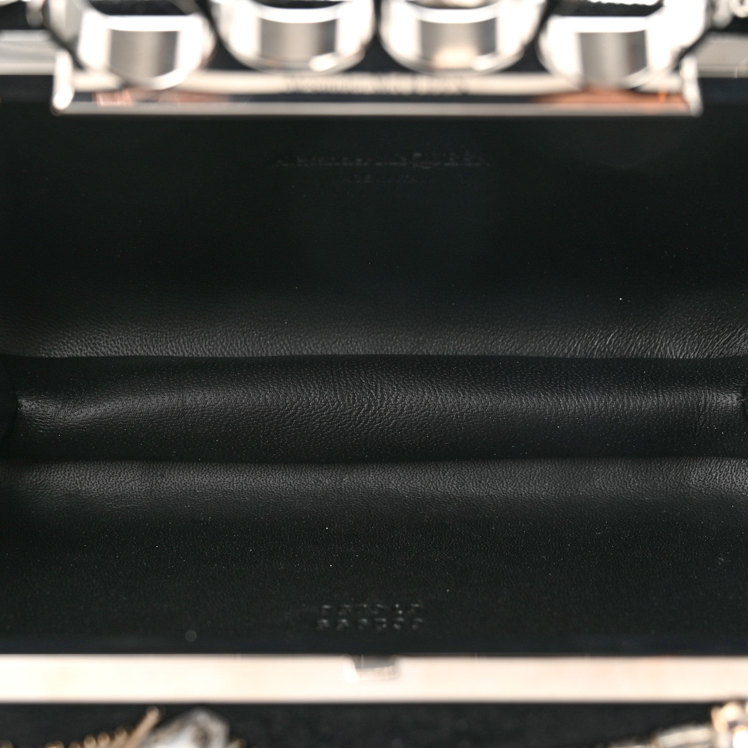 Alexander McQueen Velvet Crystal Skull Knuckle Chain Box Clutch Black 5 of 7
