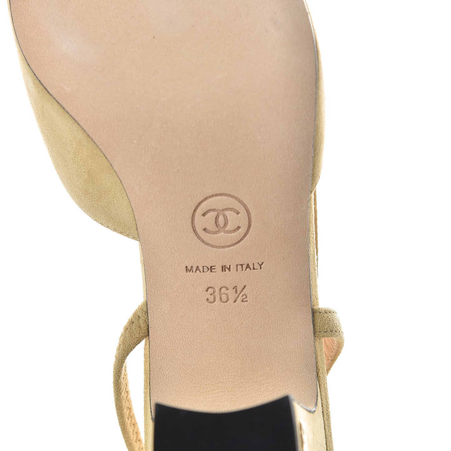 Kid Suede Grosgrain Cap Toe CC Slingback Sandals 36.5 Beige Black