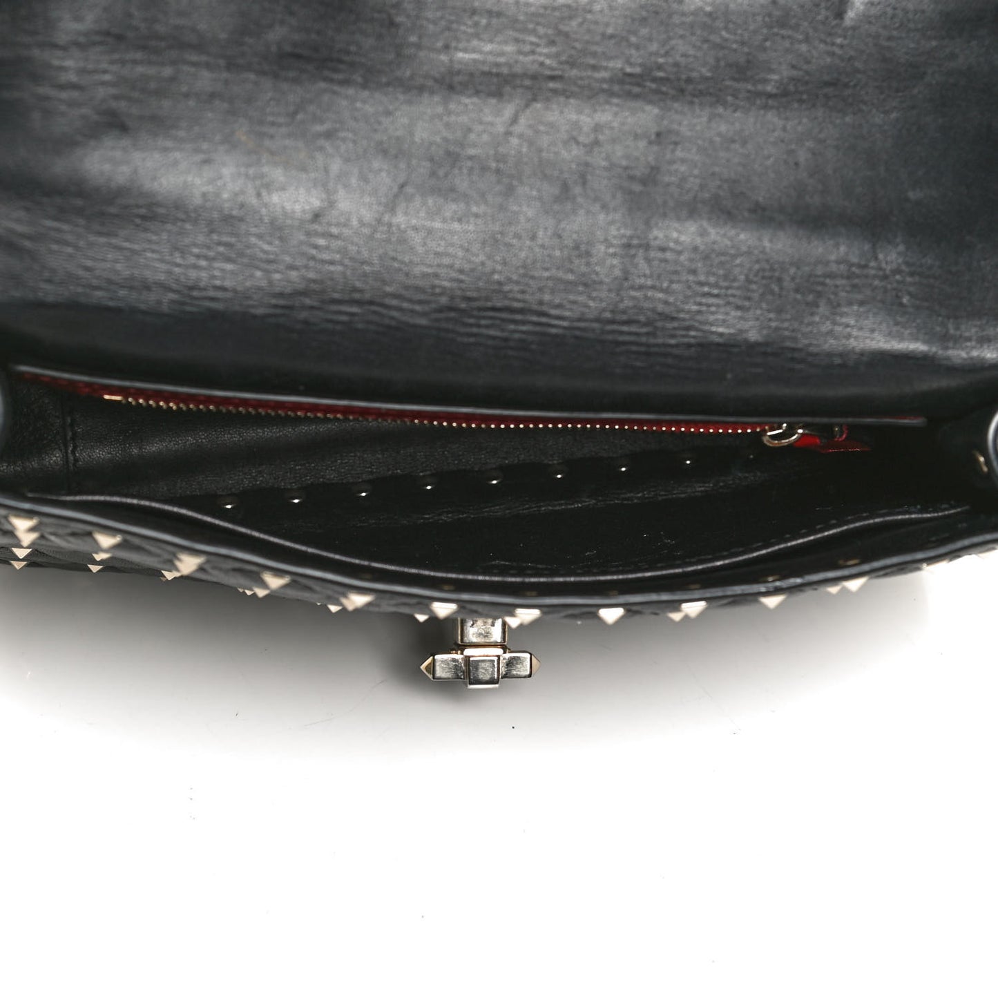 Lambskin Medium Rockstud Spike Shoulder Bag Black