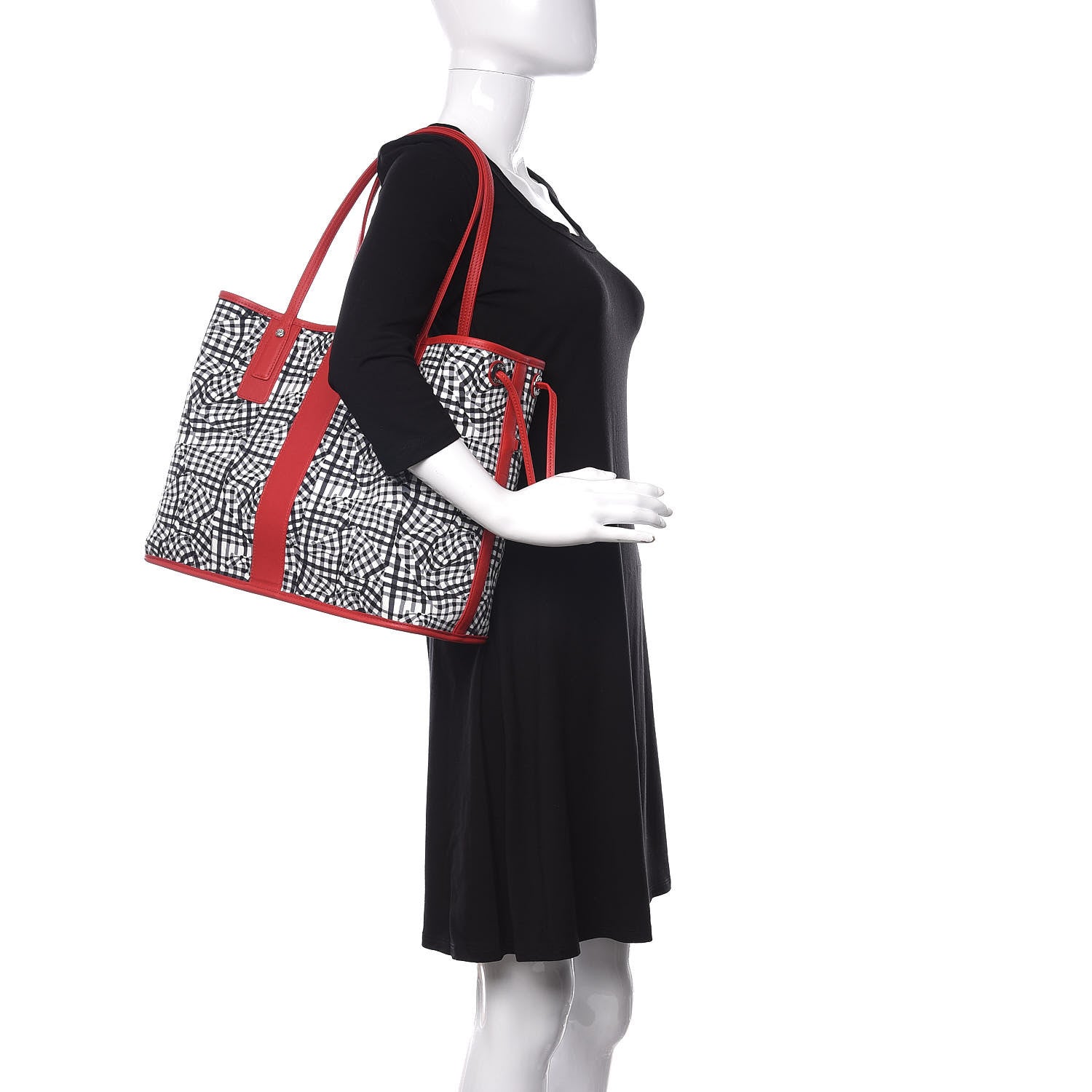MCM Visetos Medium Liz Reversible Shopper Tote Black Red 2 of 19