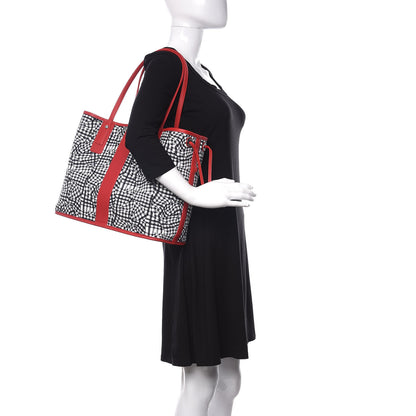 MCM Visetos Medium Liz Reversible Shopper Tote Black Red 2 of 19