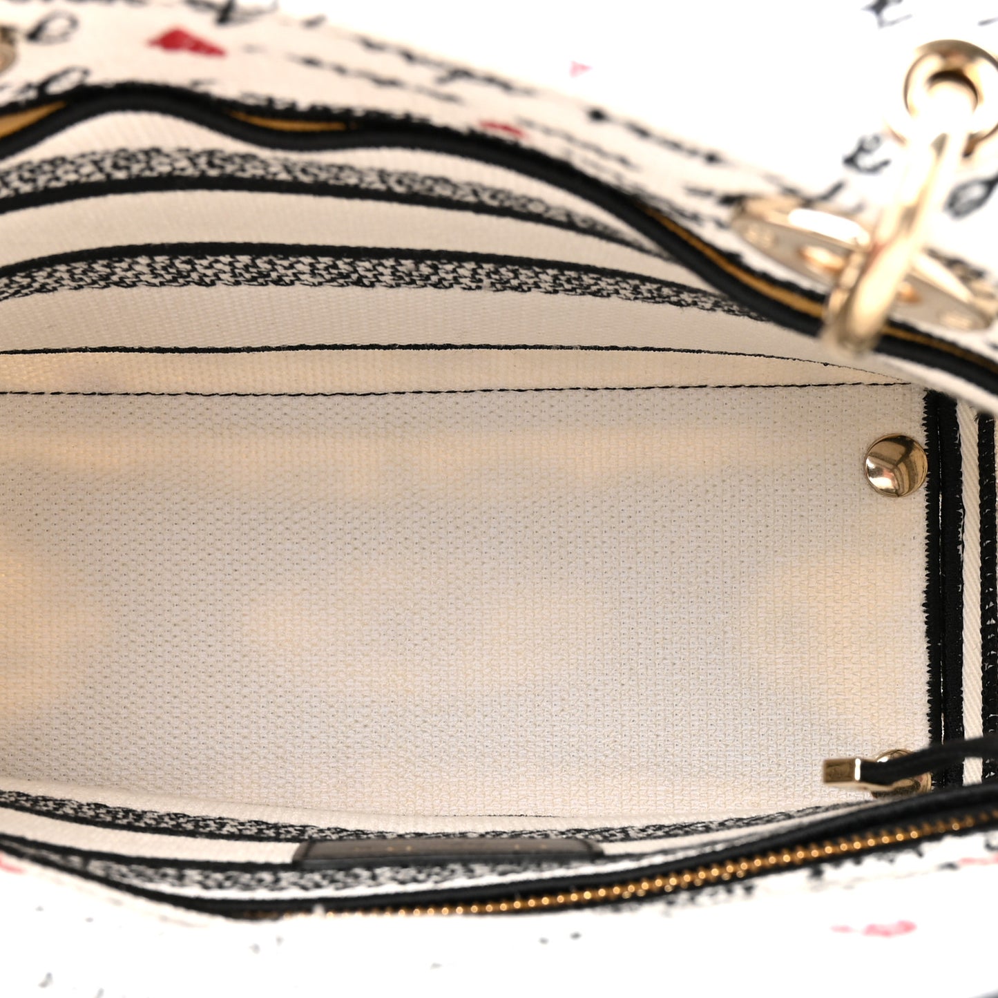 Canvas Embroidered Dioramour Je Vous Adore Medium Lady D-Lite White Black Red