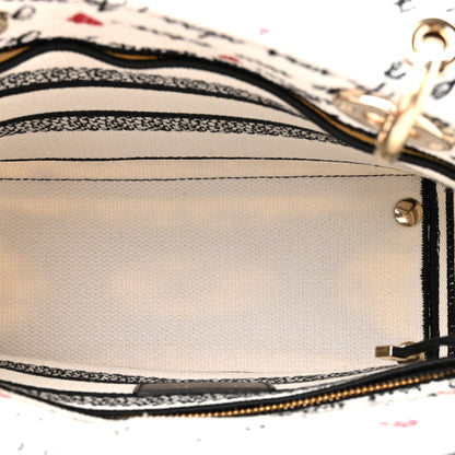 Christian Dior Canvas Embroidered Dioramour Je Vous Adore Medium Lady D-Lite White Black Red 5 of 10