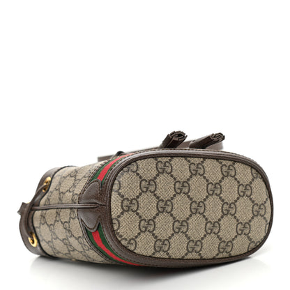 Gucci GG Supreme Monogram Web Mini Ophidia Bucket Bag Brown 4 of 11