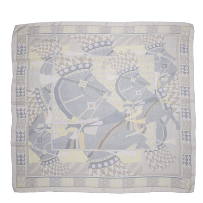 Hermes Mousseline Silk Chevaux De Karnak Shawl 140 Rose Thè Gris Bleuete Mauve 1 of 4