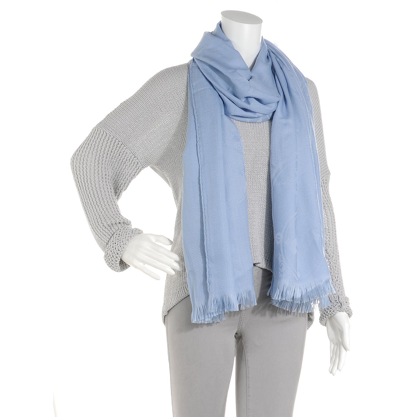 Cashmere Silk New Libris Stole Bleu Horizon