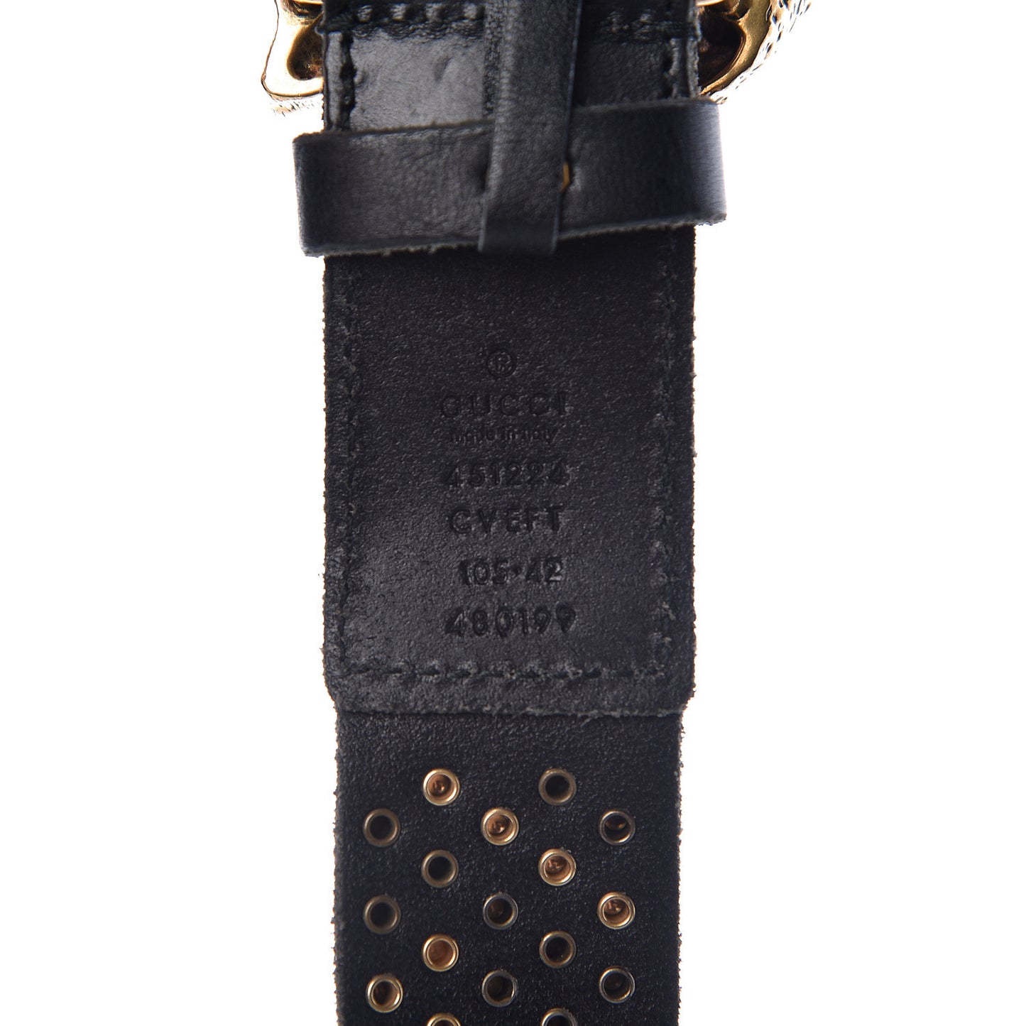 Calfskin Studded Feline Belt 105 42 Black