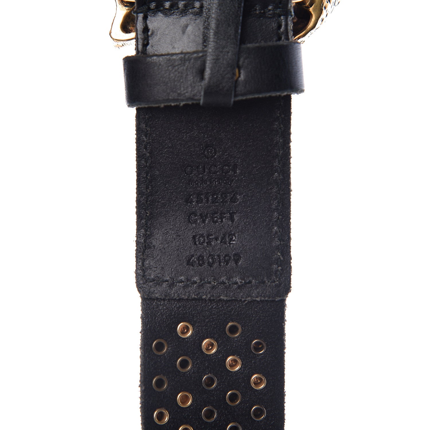 Gucci Calfskin Studded Feline Belt 105 42 Black 4 of 11