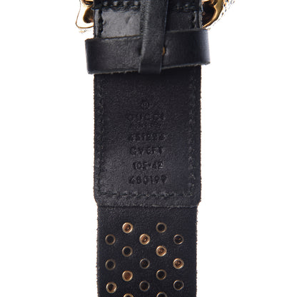 Gucci Calfskin Studded Feline Belt 105 42 Black 4 of 11