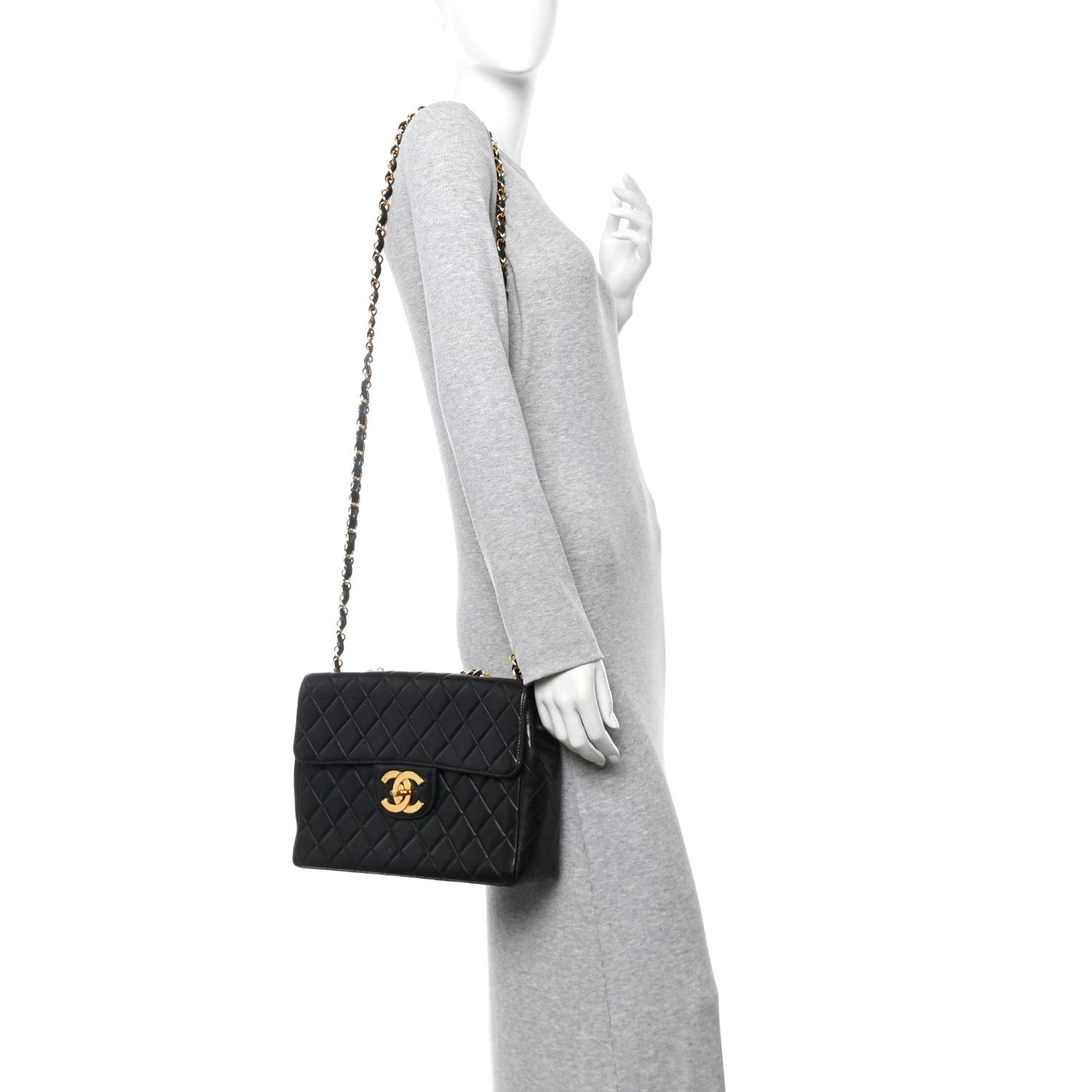 Chanel Lambskin Quilted XL Jumbo Single Flap Black 2 of 10