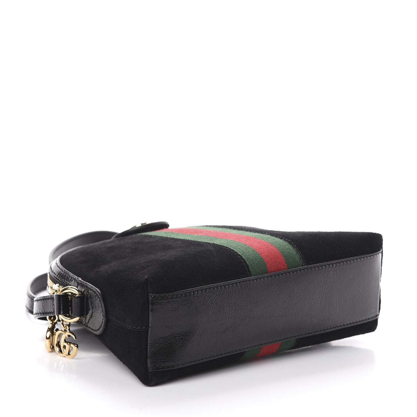 Suede Patent Web GG Small Ophidia Dome Shoulder Bag Black
