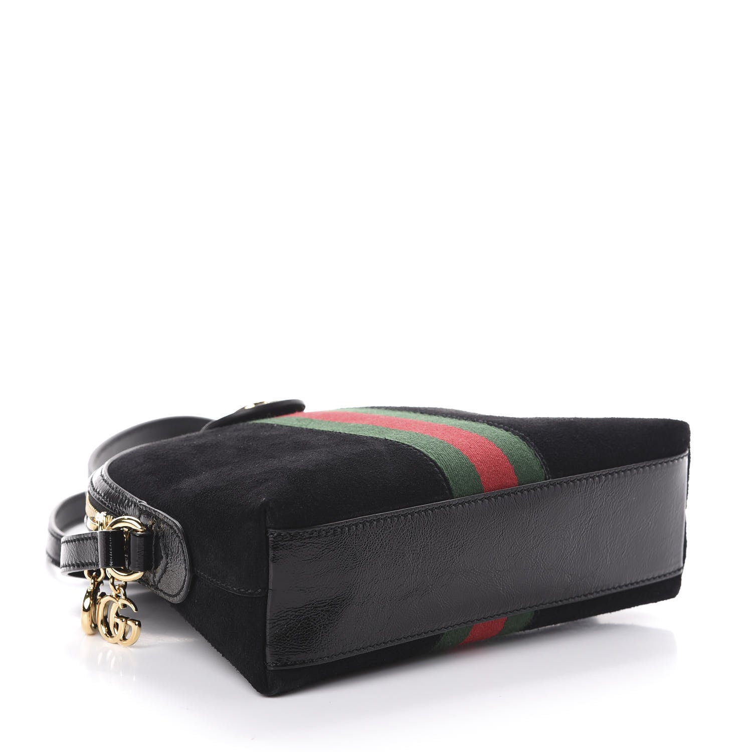 Gucci Suede Patent Web GG Small Ophidia Dome Shoulder Bag Black 4 of 9