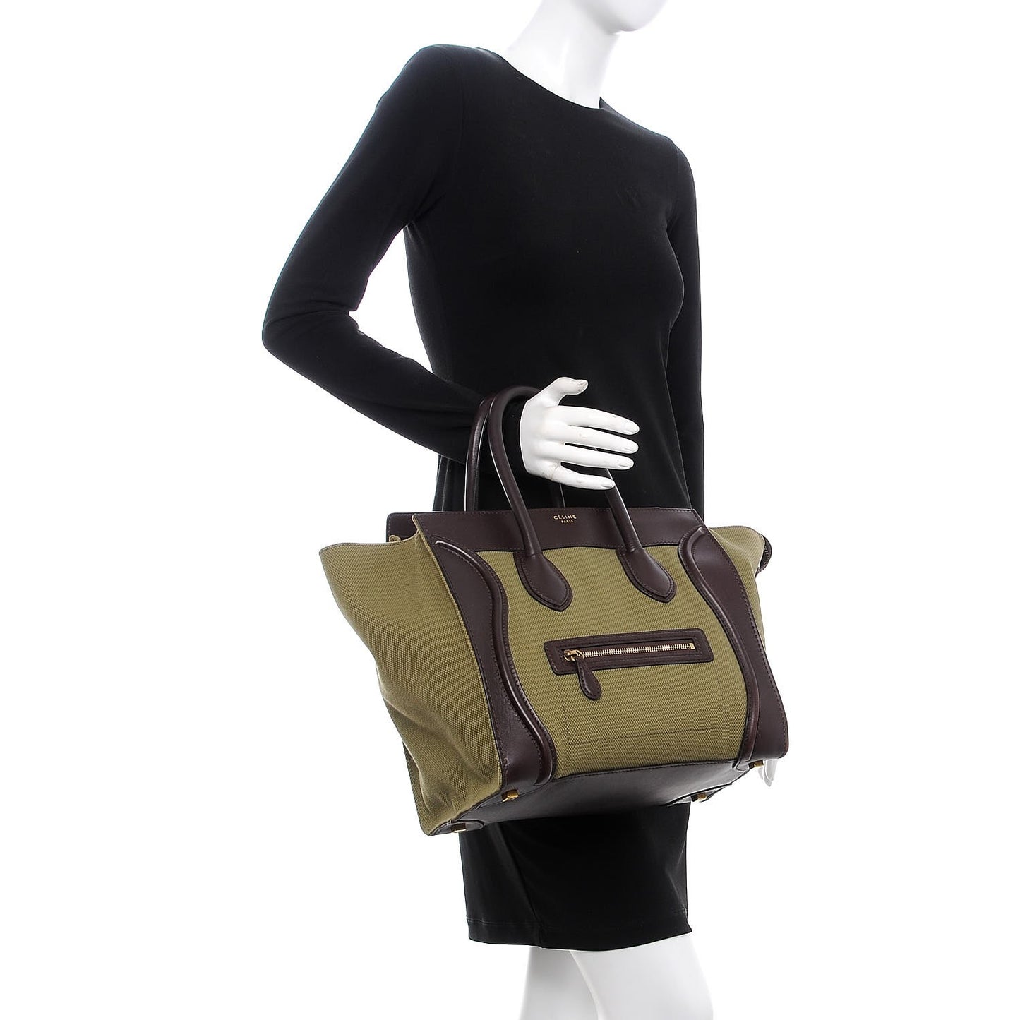 Canvas Smooth Calfskin Mini Luggage Olive