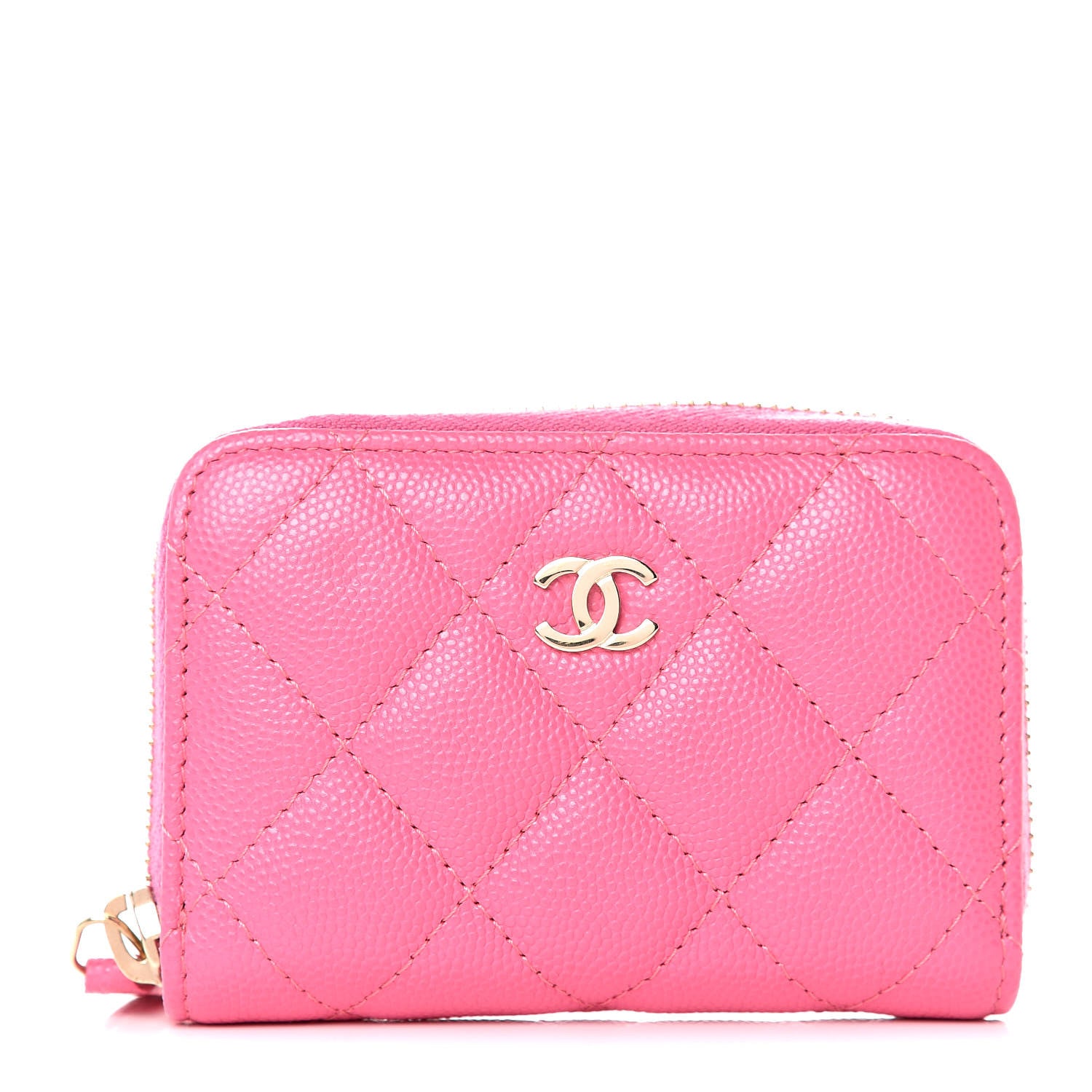 Chanel Caviar Quilted Zip Coin Purse Pink 1 of 11