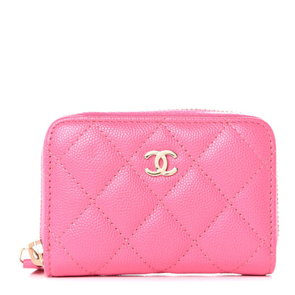Chanel Caviar Quilted Zip Coin Purse Pink 1 of 11