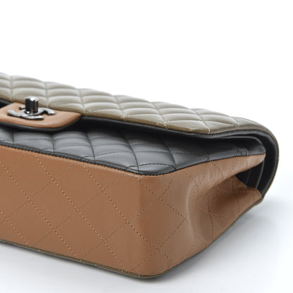 Chanel Lambskin Quilted Tri-Color Medium Double Flap Green Black Brown 6 of 10