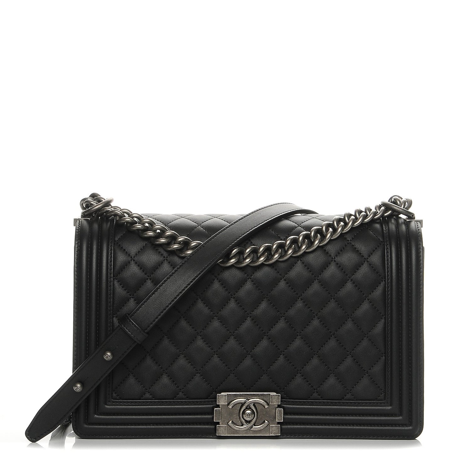Calfskin Quilted New Medium Boy Flap Black