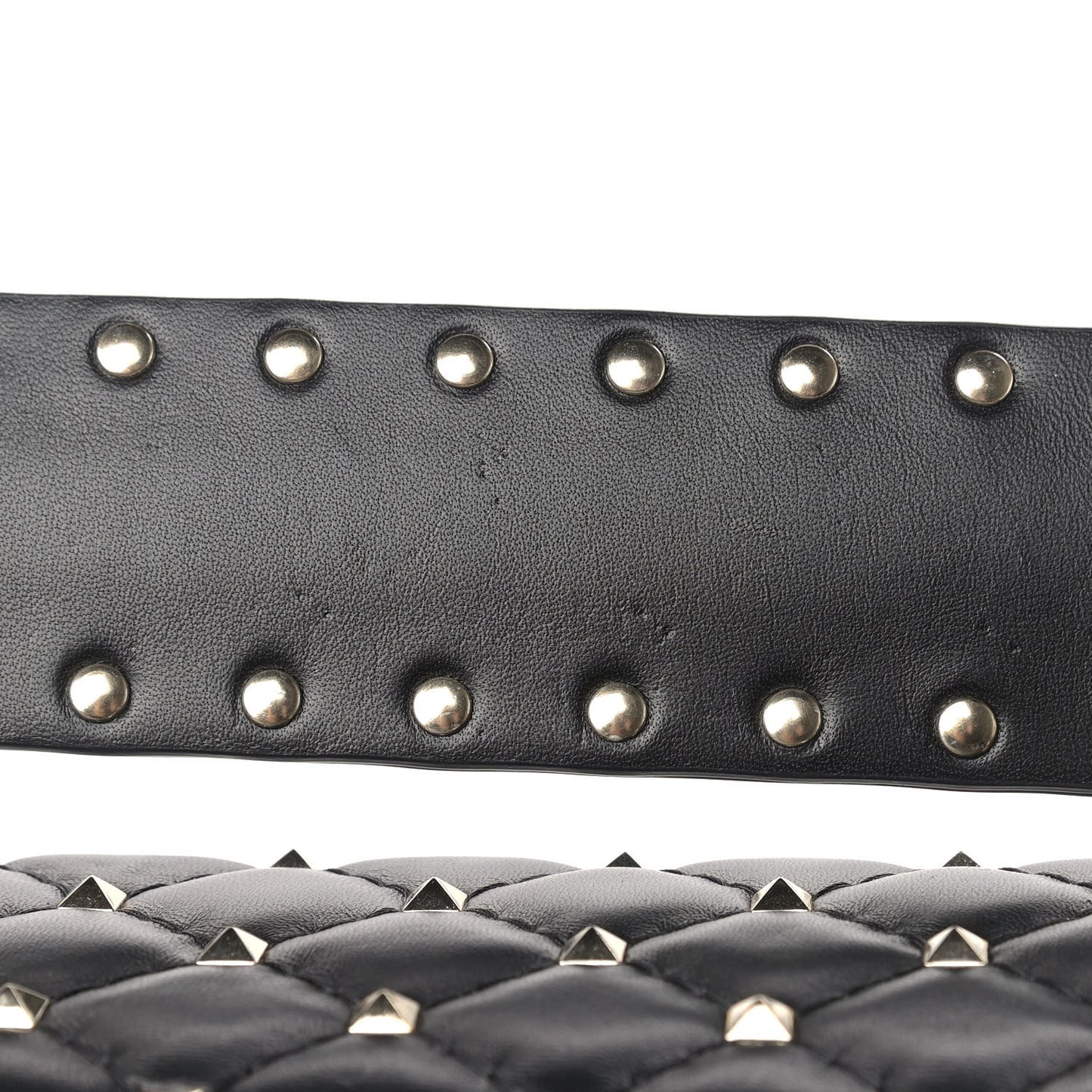 Lambskin Large Rockstud Spike Shoulder Bag Black