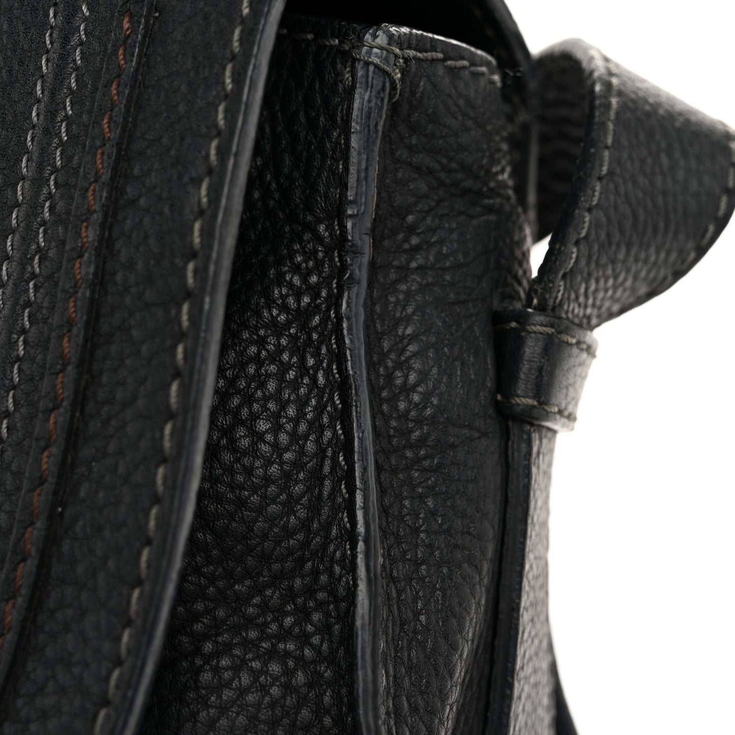Grained Calfskin Medium Marcie Saddle Bag Black