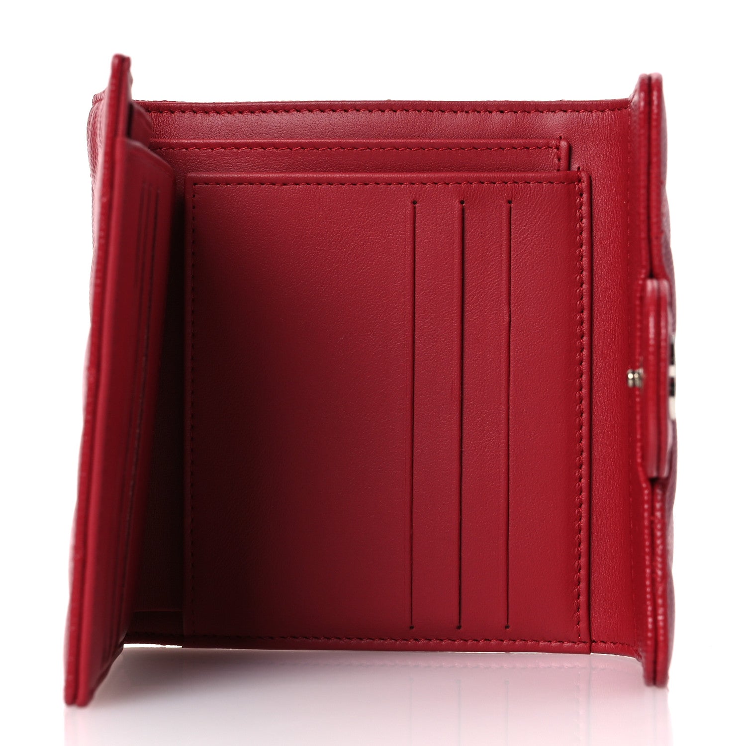 Chanel Caviar Quilted Compact Flap Wallet Dark Red 5 of 12