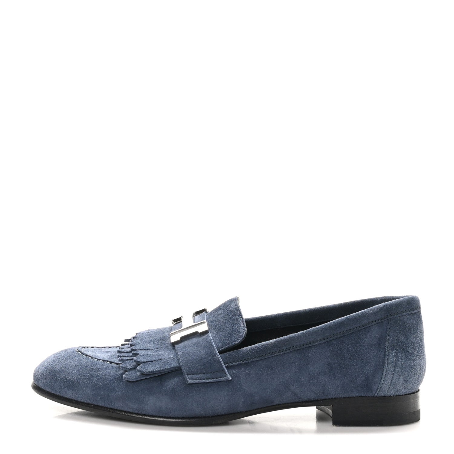 Hermes Suede Goatskin Womens Royal Loafers 35.5 Bleu Celeste 1 of 10