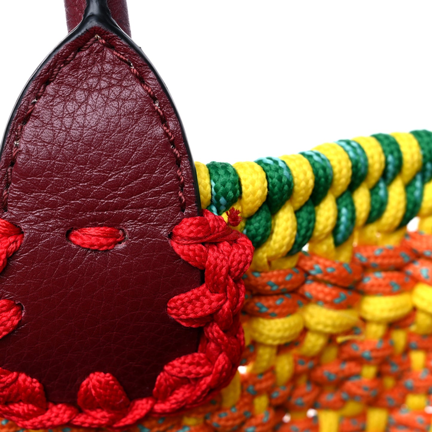 Calfskin Fabric Crochet Tote Multicolor