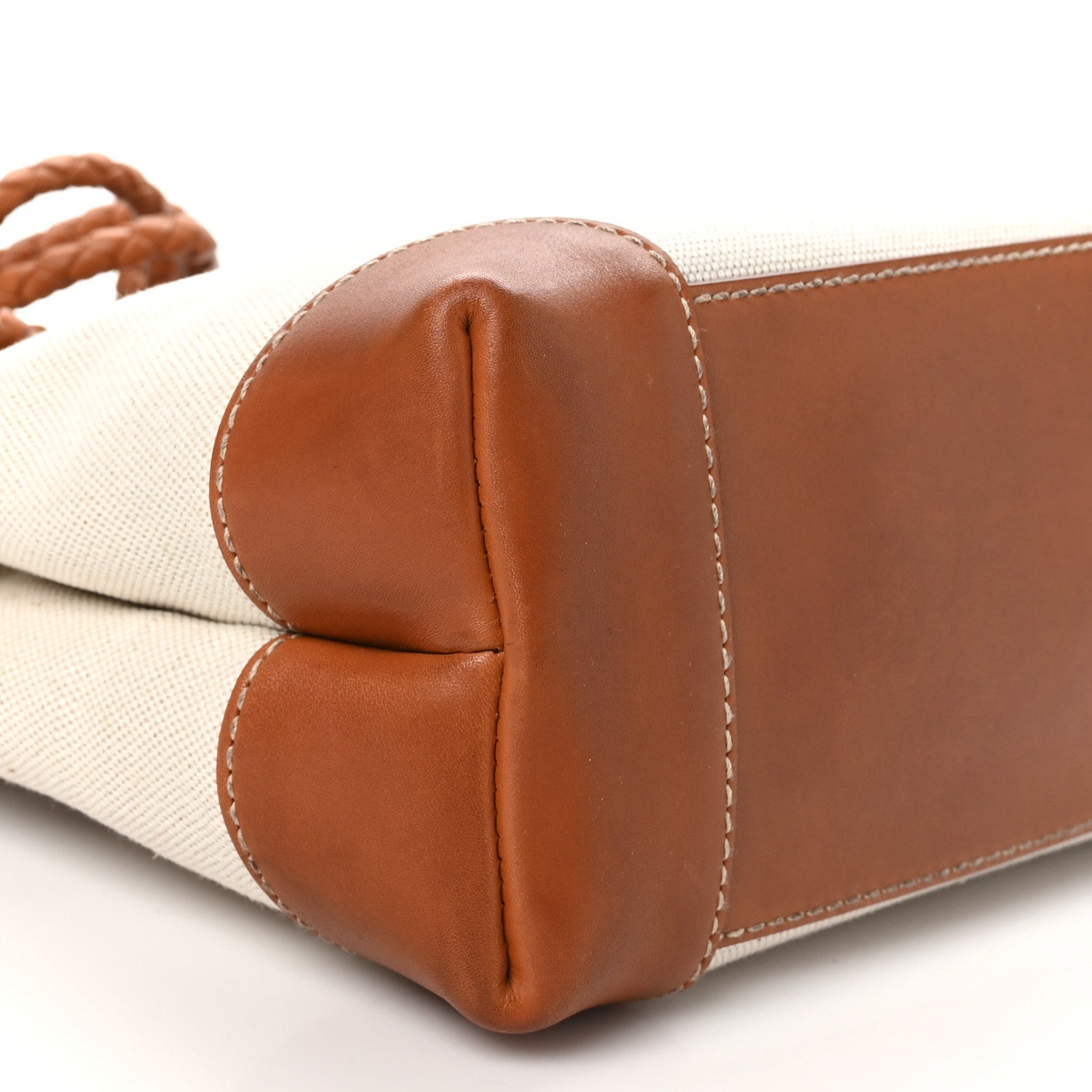 Bottega Veneta Washed Canvas Calfskin Small Andiamo Shoulder Bag Natural Light Wood 8 of 10