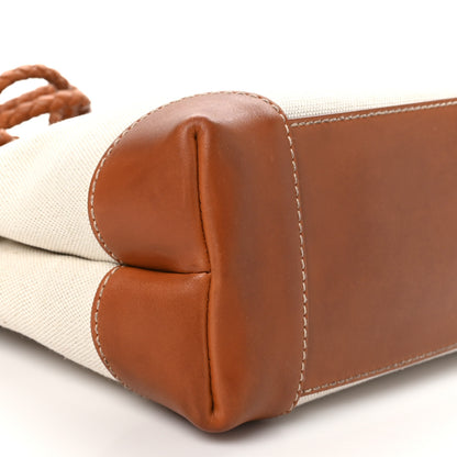 Bottega Veneta Washed Canvas Calfskin Small Andiamo Shoulder Bag Natural Light Wood 8 of 10