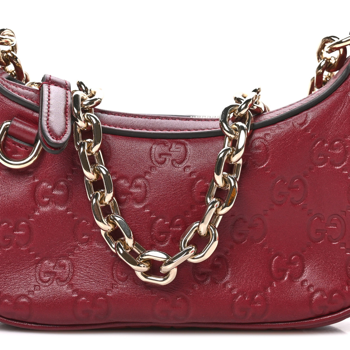 GG Calfskin Embossed Emblem Mini Shoulder Bag Rosso Ancora