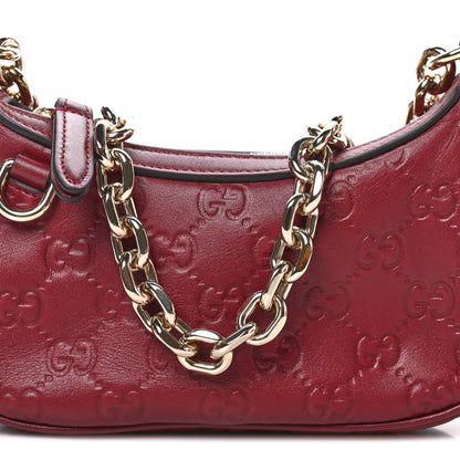 Gucci GG Calfskin Embossed Emblem Mini Shoulder Bag Rosso Ancora 8 of 10