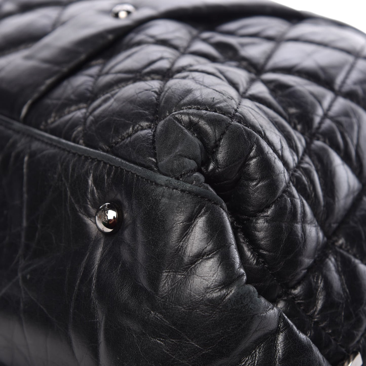 Aged Calfskin Vintage Ligne XL Lady Braid Tote Black