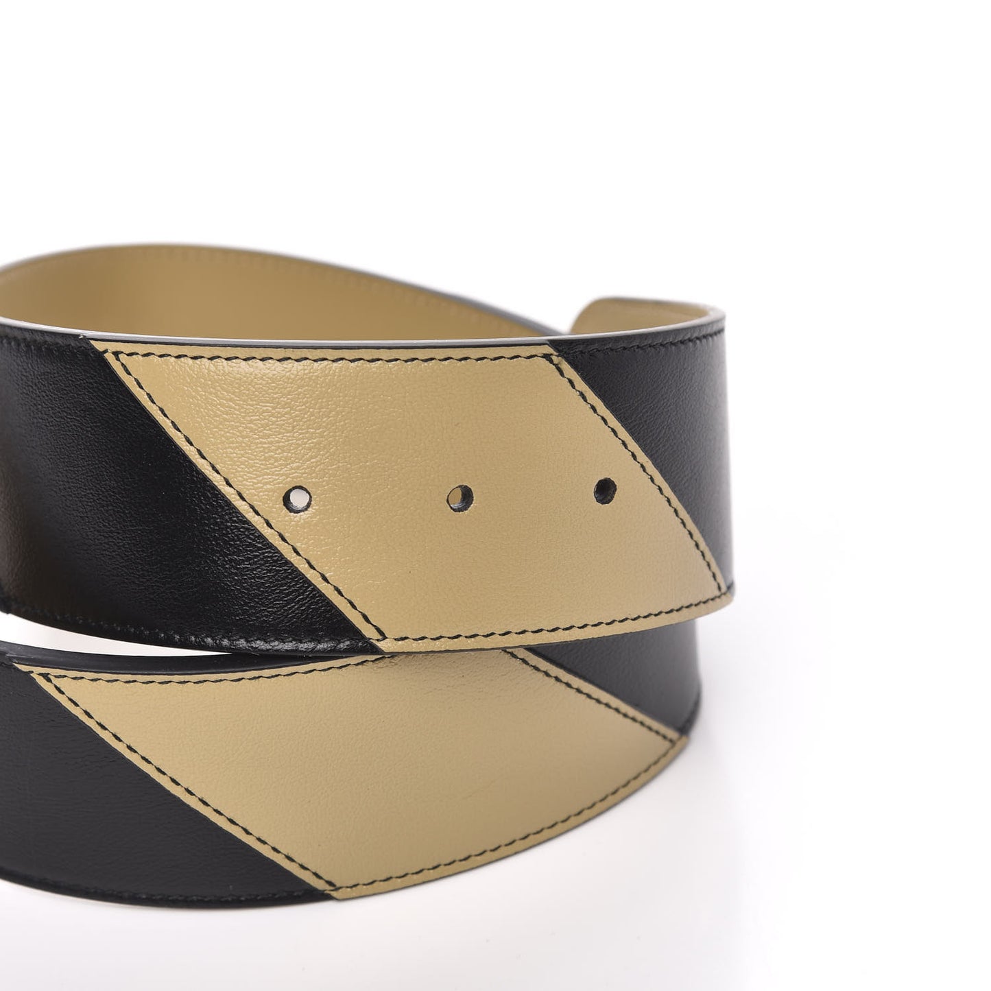 Calfskin Striped Textured Double G 50mm Belt 75 30 Black Beige