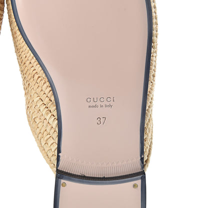Gucci Raffia Womens Princetown Slippers 37 Naturale Sand Storm 7 of 8