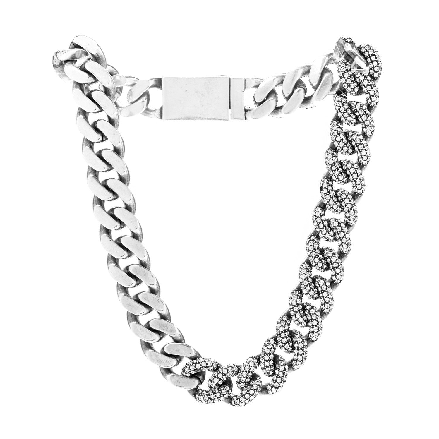 Saint Laurent Crystal Curb Chain Necklace Oxidized Silver Oxidized Silver 3 of 6