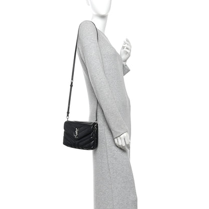 Saint Laurent Calfskin Y Quilted Monogram Toy Loulou Crossbody Bag Black 2 of 13