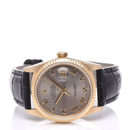 Rolex 18K Yellow Gold Alligator 36mm Oyster Perpetual Datejust Watch Champagne 16018 3 of 8