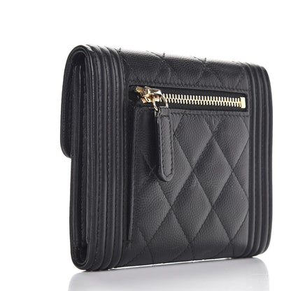 Chanel Caviar Quilted Compact Boy Wallet Black 3 of 9