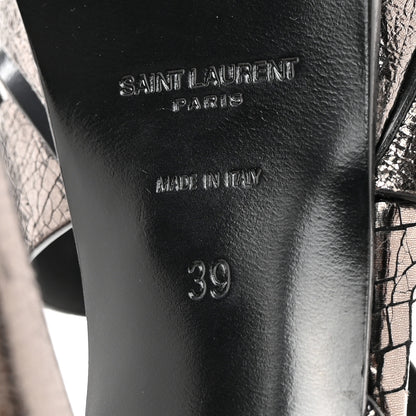 Saint Laurent Metallic Supercrack Calfskin Tribute 105 Platform Sandals 39 Gunmetal 6 of 17