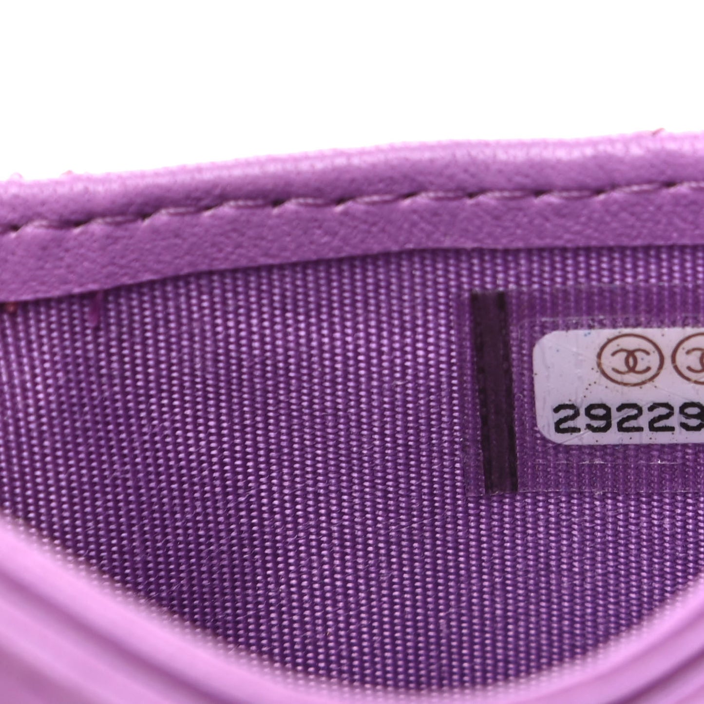 Lambskin Quilted Card Holder Purple