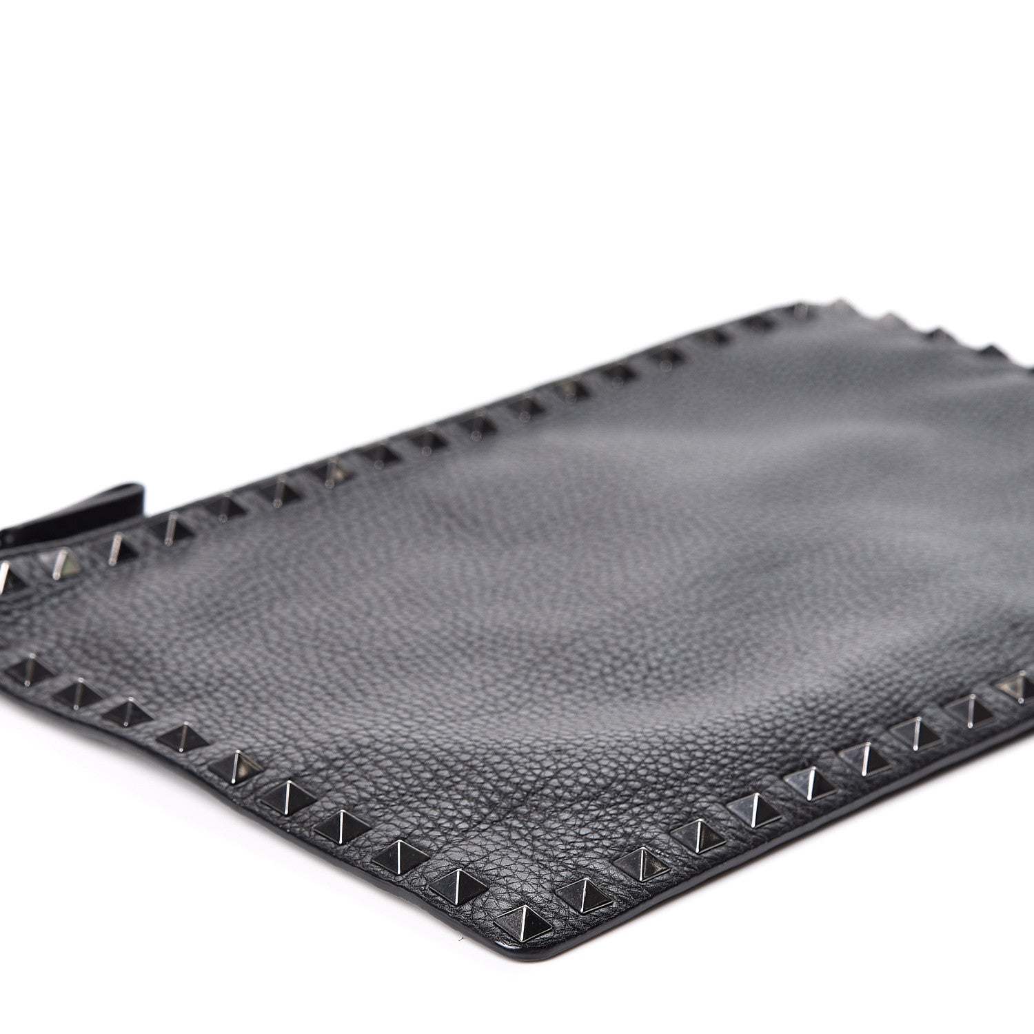 Valentino Garavani Pebbled Calfskin Large Rockstud Zip Pouch Black 7 of 8