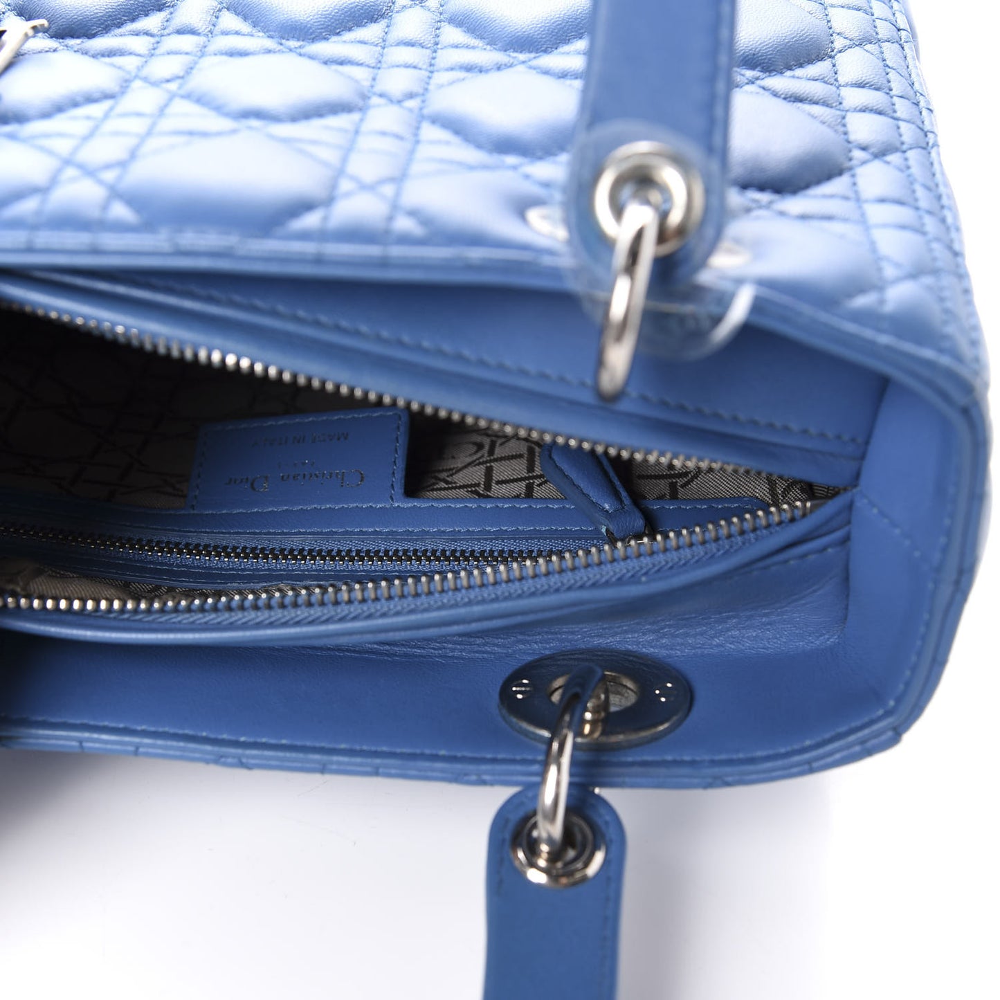 Lambskin Cannage Medium Lady Dior Blue Pastel