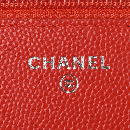 Chanel Caviar Chevron Quilted Wallet On Chain WOC Red 6 of 9