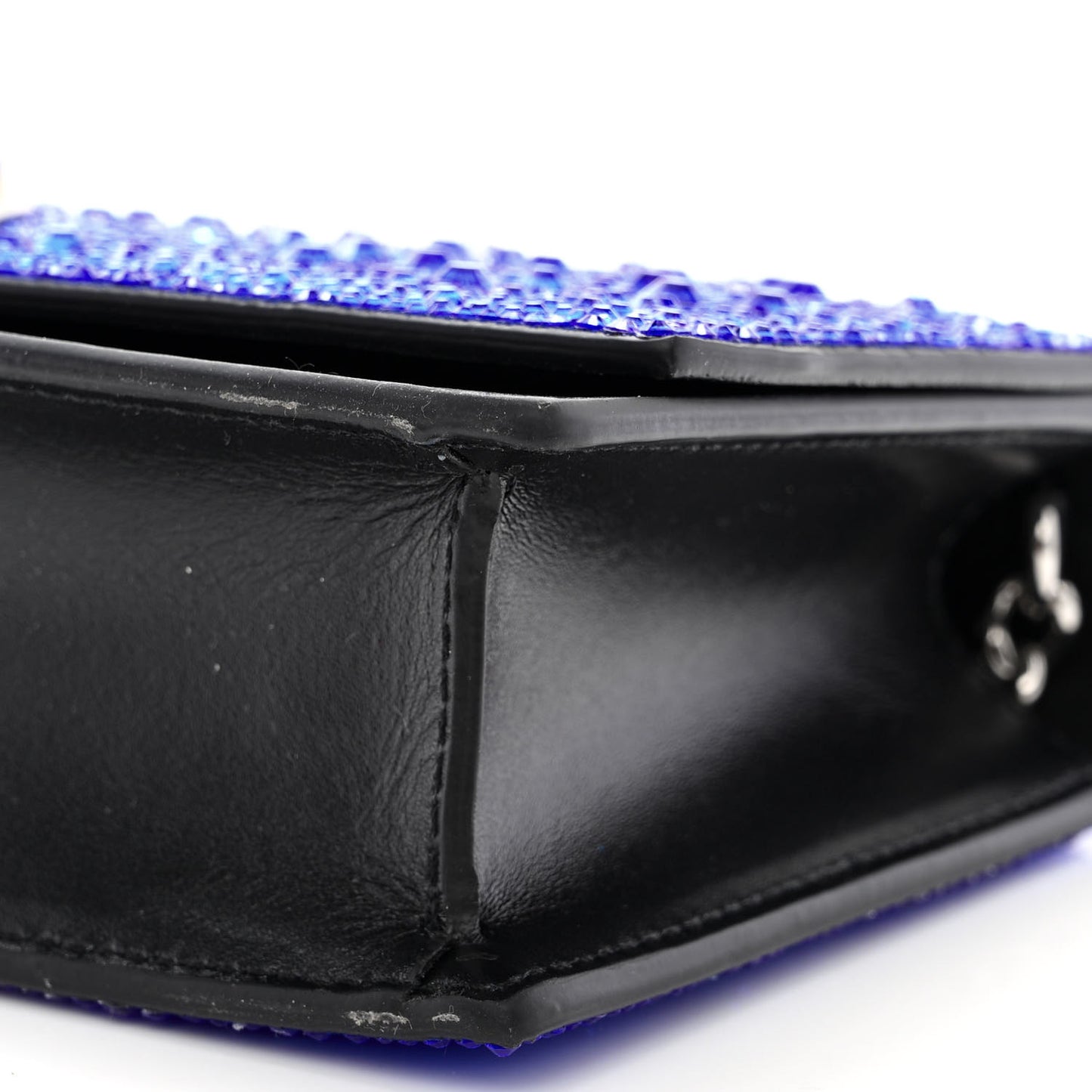 Calfskin Crystal Skull Mini Crossbody Bag Electric Blue