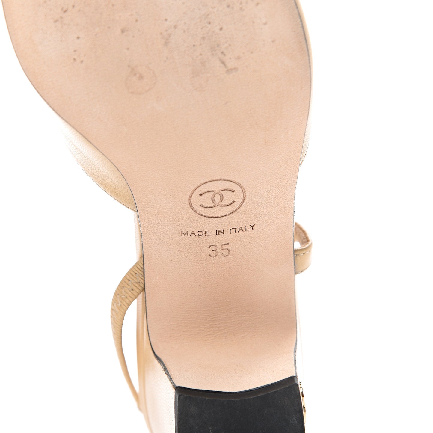 Goatskin Grosgrain Cap Toe CC Slingback Pumps 35 Beige Black