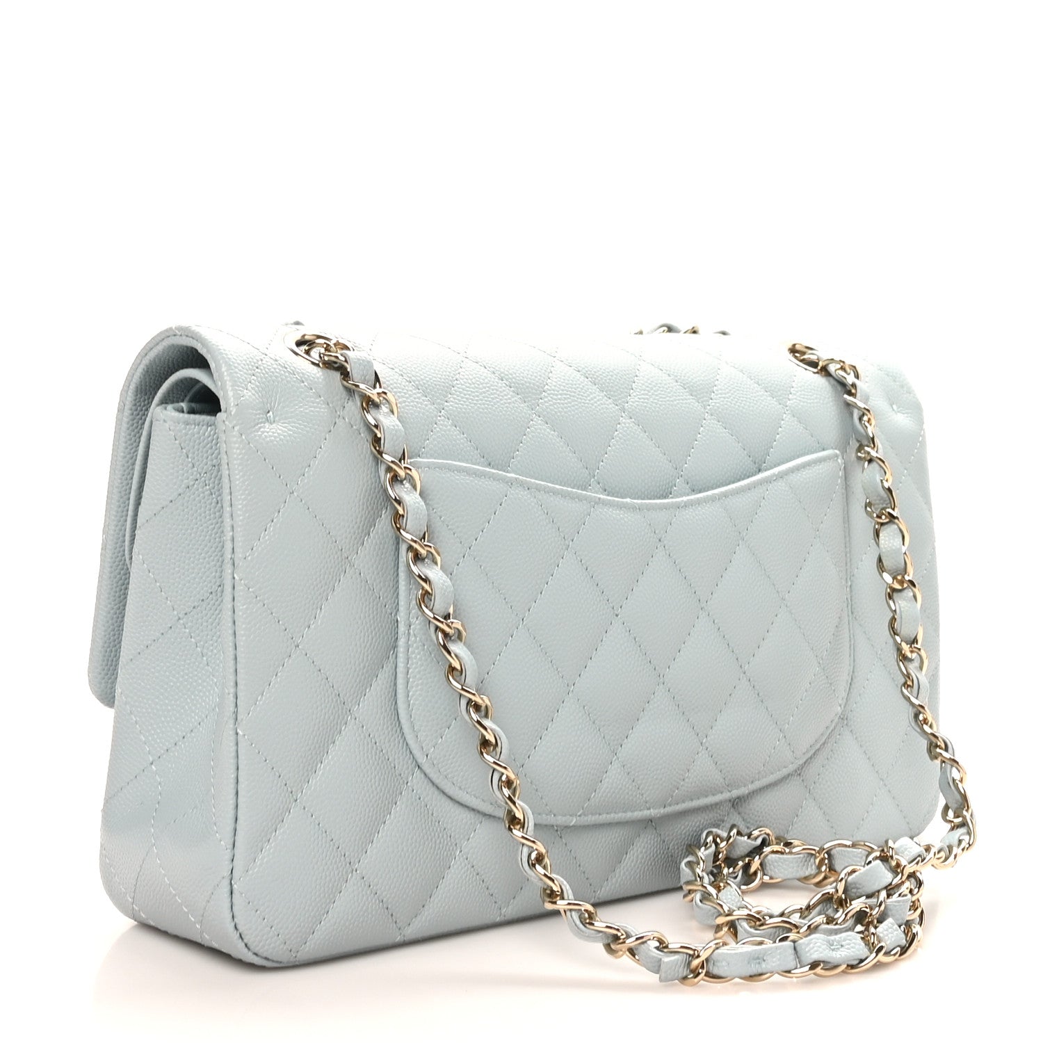 Chanel Caviar Quilted Medium Double Flap Light Blue 3 of 10