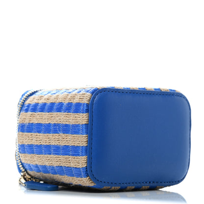 Chanel Raffia Jute Striped Mini Vanity Case With Chain Blue Beige 3 of 6