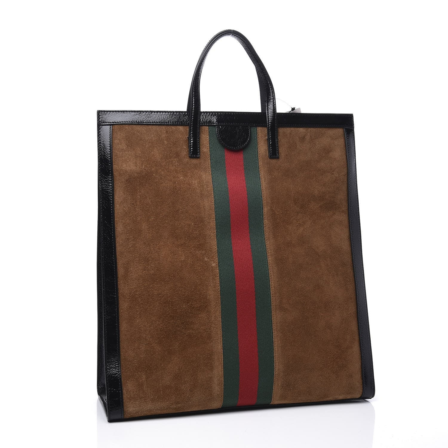Gucci Suede Patent Web Ophidia Vertical Tote Nocciola Black 2 of 11
